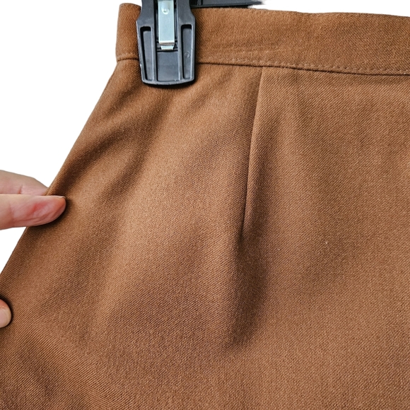 Vintage straight midi skirt hand made cinnamon brown wool blend lined size M - Picture 3 of 9